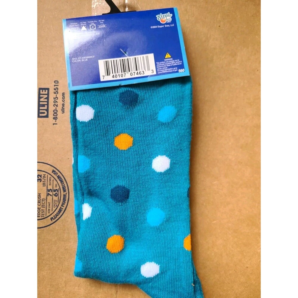 Dippin’ Dots Ice Cream Men's Novelty Crew Socks 1 Pair, Shoe 6-12 - Picture 2 of 2
